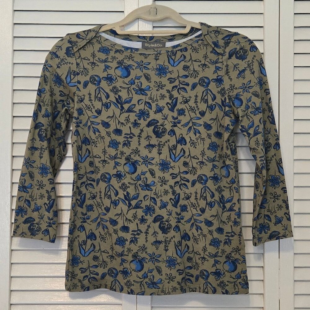 Style&Co Pima Cotton 3/4 Sleeve Top - Size PP